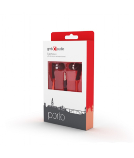 Gembird | Porto earphones with microphone and volume control with flat cable | Built-in microphone | 3.5 mm | Red/Black