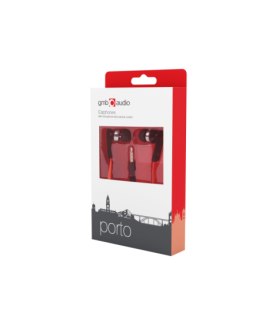 Gembird | Porto earphones with microphone and volume control with flat cable | Built-in microphone | 3.5 mm | Red/Black