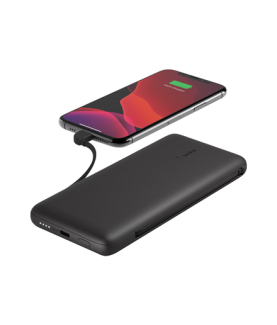 Belkin | BOOST CHARGE Plus Power Bank | 10000 mAh | Integrated LTG and USB-C cables | Black