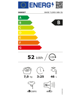 INDESIT | Washing machine | BWSE 71295X WBV EU | Energy efficiency class B | Front loading | Washing capacity 7 kg | 1200 RPM |