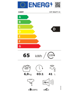 Candy | Washing Machine | CST 26LET/1-S | Energy efficiency class D | Top loading | Washing capacity 6 kg | 1200 RPM | Depth 60