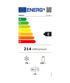 INDESIT | Refrigerator | LI6 S2E X | Energy efficiency class E | Free standing | Combi | Height 158.8 cm | Fridge net capacity 