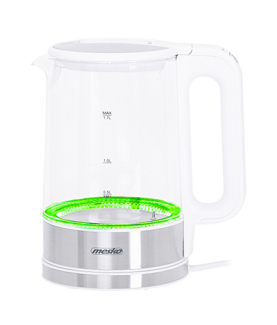 Mesko | Kettle | MS 1301w | Electric | 1850 W | 1.7 L | Glass/Stainless steel | 360 rotational base | White