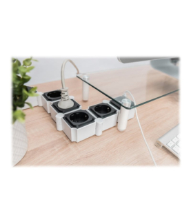 DIGITUS Flexible power strip, 3680 W 250VAC 50 Hz 4x safety outlet, 16 A, 2x USB A connection, 2.4 A