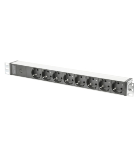 Aluminum outlet strip with pre-fuse | DN-95410 | Sockets quantity 8