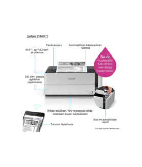 Epson EcoTank M1170 | Mono | Inkjet | Inkjet Printer | Wi-Fi | Maximum ISO A-series paper size A4 | White