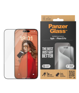 PanzerGlass | Screen protector | Apple | iPhone 15 Pro | Glass | Clear | Easy installation Fingerprint resistant Anti-yellowing