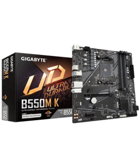 Gigabyte | B550M K 1.0 M/B | Processor family AMD | Processor socket AM4 | DDR4 DIMM | Memory slots 4 | Supported hard disk dri