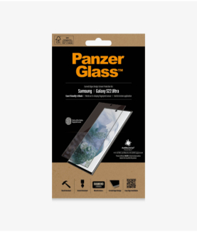 PanzerGlass | Samsung | Galaxy S22 Ultra | Tempered glass | Black | Case friendly. Compatible with ultrasonic fingerprint senso