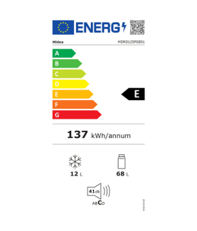 Midea Refrigerator | MDRD125FGE01 | Energy efficiency class E | Free standing | Larder | Height 84.5 cm | Fridge net capacity 6