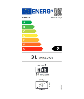 Gigabyte AORUS FO27Q2 | 27 " | OLED | QHD | 240 Hz | 0.03 ms | 2560 x 1440 pixels | 250 cd/m | HDMI ports quantity 2