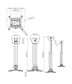 Vogels | Projector Ceiling mount | PPC1555W | Maximum weight (capacity) 15 kg | White