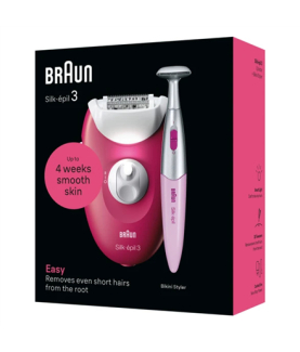 Braun Epilator | SE3-202 Silk épil 3 | Number of power levels 2 | White/Pink