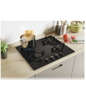 Candy Hob | CVW6BB | Gas on glass | Number of burners/cooking zones 4 | Knobs | Black