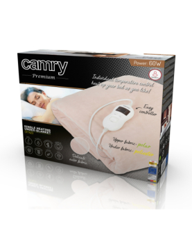 Camry | Electric blanket | CR 7423 | Number of heating levels 8 | Number of persons 1 | Washable | Coral fleece | 60 W | Beige