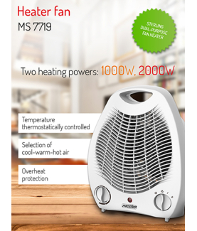 Mesko | Heater | MS 7719 | Fan heater | 2000 W | White