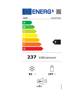 Candy Refrigerator | CNCQ2T518EX | Energy efficiency class E | Free standing | Combi | Height 182.5 cm | No Frost system | Frid