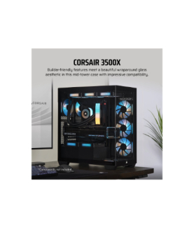 Corsair 3500X Mid-Tower PC Case, Black | Corsair PC Case | 3500X | Black | Mid-Tower | Power supply included No | ATX