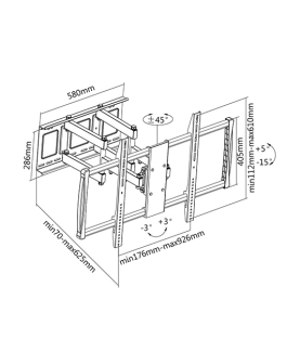 Sunne | Wall Mount | 60-100-EA | 60-100 " | Maximum weight (capacity) 80 kg | Black