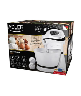 Adler | Mixer | AD 4206 | Mixer with bowl | 300 W | Number of speeds 5 | Turbo mode | White