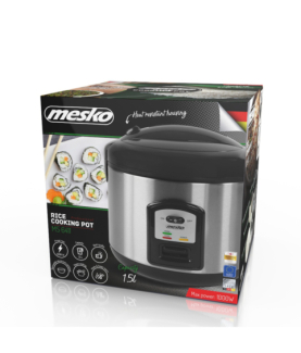 Mesko | Rice cooker | MS 6411 | 1000 W | 1.5 L | Black/Stainless steel