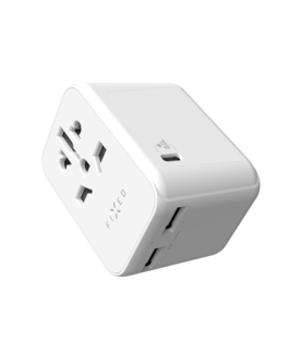 Fixed | Voyager World Adapter | FIXCT30-1C2A-WH | USB-A/USB-C | Travel Adapter