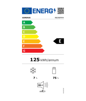 Gorenje Refrigerator | RB39EPW4 | Energy efficiency class E | Freestanding | Larder | Height 84.2 cm | 38 dB | White