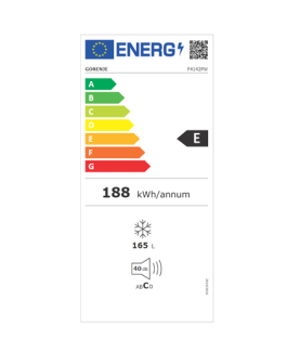 Gorenje | Freezer | F4142PW | Energy efficiency class E | Upright | Free standing | Height 143.4 cm | Total net capacity 165 L 