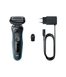 Braun | Shaver | 51-M1000S | Operating time (max) 50 min | Wet & Dry | Lithium Ion | Black/Blue