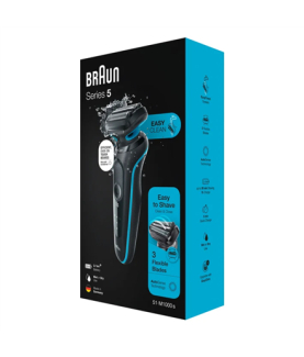 Braun | Shaver | 51-M1000S | Operating time (max) 50 min | Wet & Dry | Lithium Ion | Black/Blue