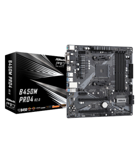 ASRock B450M PRO4 R2.0 | Processor family AMD | Processor socket AM4 | DDR4 | Supported hard disk drive interfaces SATA, M.2 | 