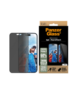 PanzerGlass Screen protector | Apple | iPhone 16/iPhone 15 | Glass | Black | Ultra-Wide Fit