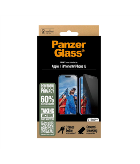 PanzerGlass Screen protector | Apple | iPhone 16/iPhone 15 | Glass | Black | Ultra-Wide Fit