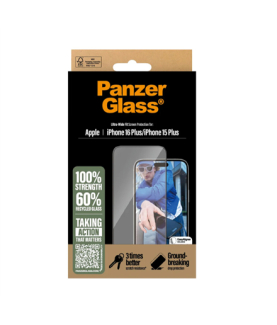 PanzerGlass Screen protector | Apple | iPhone 16 Plus/iPhone 15 Plus | Glass | Transparent | Ultra-Wide Fit