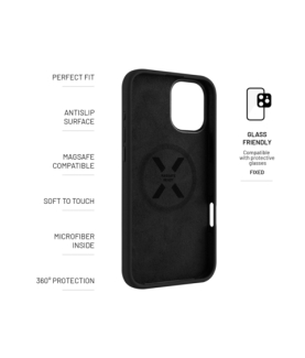 Fixed | MagFlow | Back Cover | Apple | iPhone 16 Plus | Silicone | Black