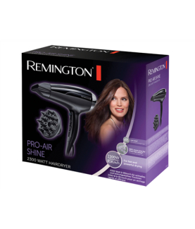 Remington Hair Dryer | D5215 Pro-Air Shine | 2300 W | Number of temperature settings 3 | Ionic function | Diffuser nozzle | Bla