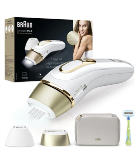 Braun Epilator | PL5152 Silk-expert Pro 5 | Bulb lifetime (flashes) 400.000 | Number of power levels 10 | Gold/White