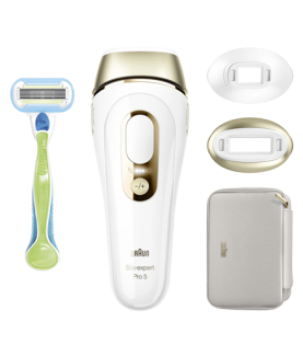 Braun Epilator | PL5152 Silk-expert Pro 5 | Bulb lifetime (flashes) 400.000 | Number of power levels 10 | Gold/White