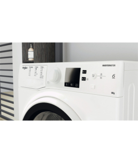 Whirlpool Washing machine | WRBSS 6249 W EU | Energy efficiency class C | Front loading | Washing capacity 6 kg | 1200 RPM | De