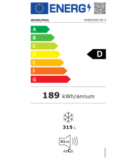 Whirlpool Freezer | WHE31352 FO 3 | Energy efficiency class D | Chest | Free standing | Height 91.6 cm | Total net capacity 312
