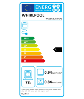 Whirlpool Cooker | WS68G8CHX/E/1 | Hob type Gas | Oven type Electric | Stainless Steel | Width 60 cm | Digital | Depth 60 cm | 