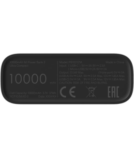 Xiaomi | Mi Power Bank | 3 Ultra Compact | 10000 mAh | USB-A, USB-C | Black