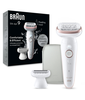 Braun Epilator | SES9-030 Silk épil 9 | Operating time (max) 50 min | Number of power levels 2 | Wet & Dry | White/Rose