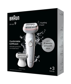 Braun Epilator | SES9-030 Silk épil 9 | Operating time (max) 50 min | Number of power levels 2 | Wet & Dry | White/Rose