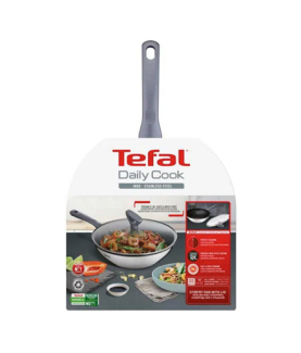 Tefal G7309955 Daily Cook Wok pan with lid, 28 cm, Grey