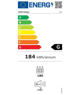 Caso | Smart Wine Cooler | WineExclusive 180 | Energy efficiency class G | Free standing | Bottles capacity 180 bottles | Cooli