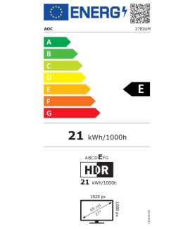 AOC | Monitor | 27E3UM/BK | 27 " | VA | FHD | 16:9 | 75 Hz | 4 ms | 1920 x 1080 | 300 cd/m | HDMI ports quantity 1