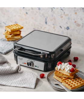 Adler Waffle Maker | AD 3083 | 1800 W | Number of pastry 4 | Belgium | Silver/Black