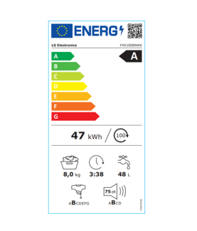 LG Washing Machine | F4X1008NWK | Energy efficiency class A | Front loading | Washing capacity 8 kg | 1400 RPM | Depth 56 cm | 