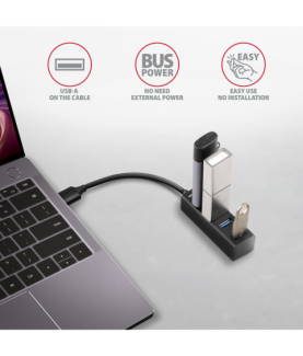 AXAGON Miniature metal four-port USB 3.2 Gen 1 hub | HUE-M1A